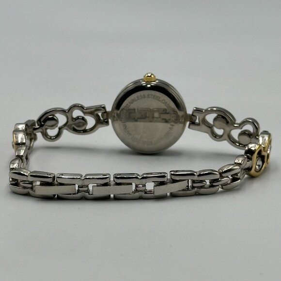 Heart Watch Women Silver Gold Two Tone  Rhinestone Band New Battery 7.5 Inch - Picture 10 of 14